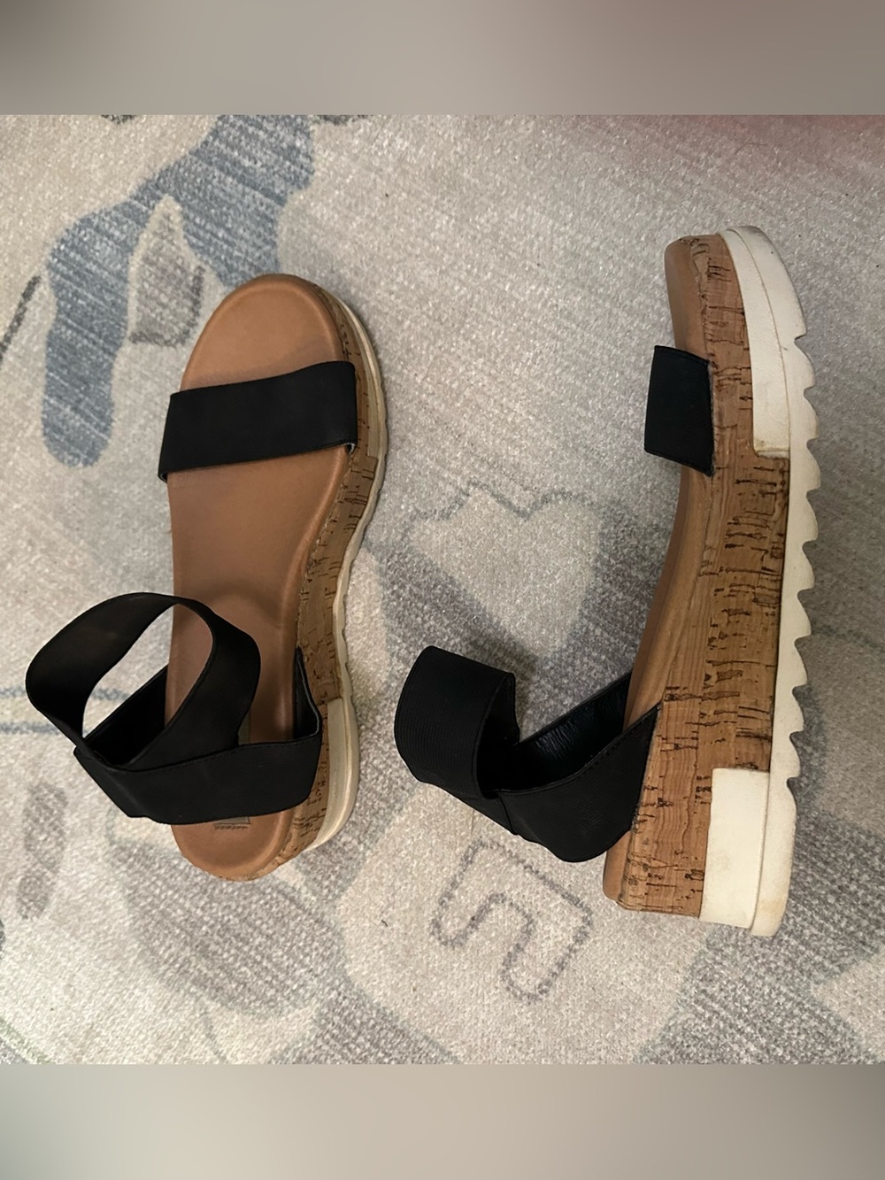 Steve Madden Black Cork Wedge Sandals